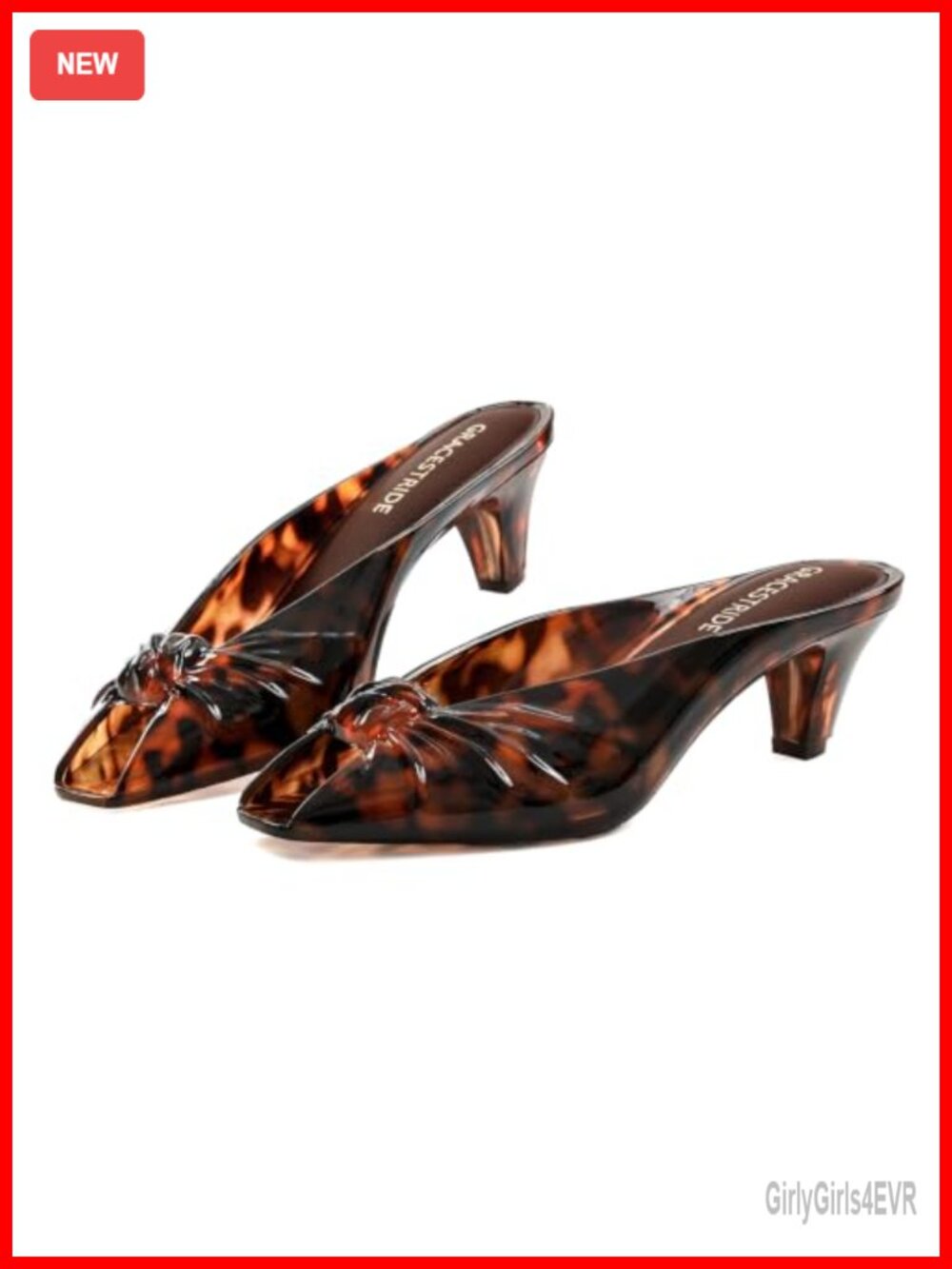 Jelly Mule Sandals Kitten Heel Open Toe Knot Detail Slip On